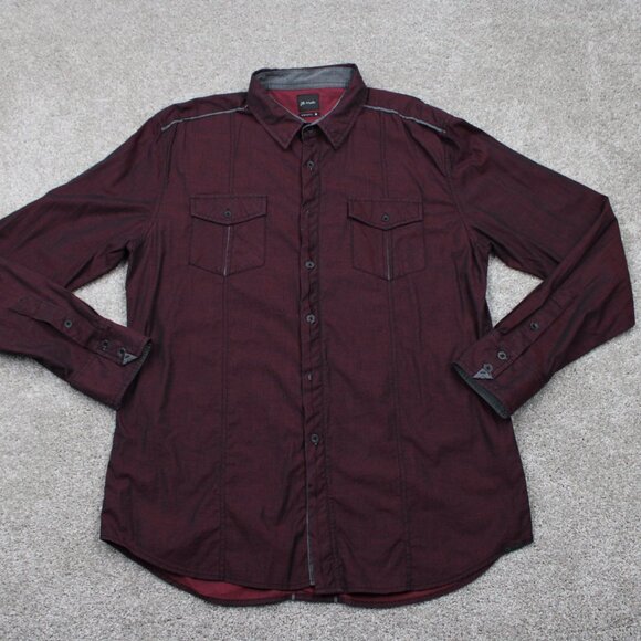 J.B. Holt Athletic Fit Shirt Mens Large Red Cotton Stretch Long Sleeve Button Up - Picture 2 of 13